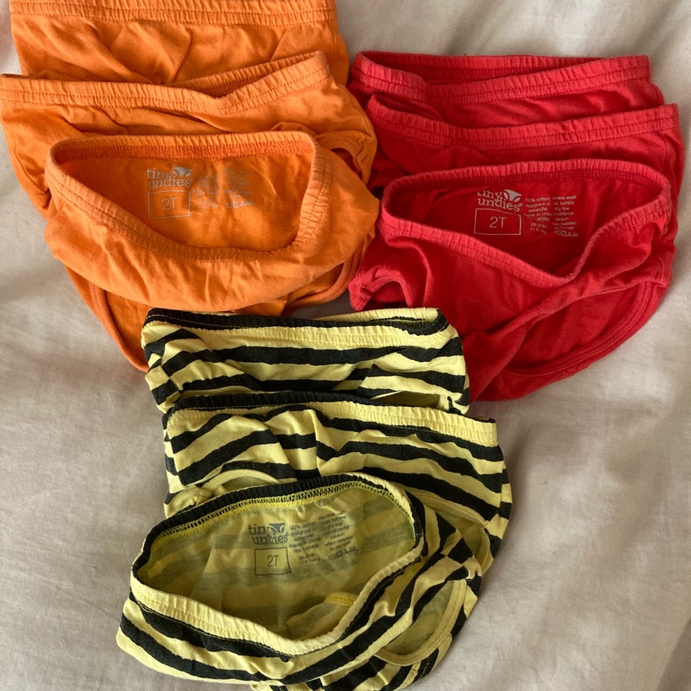 Toddler Underwear Set - Red, Orange, and Yellow/Black Stripes